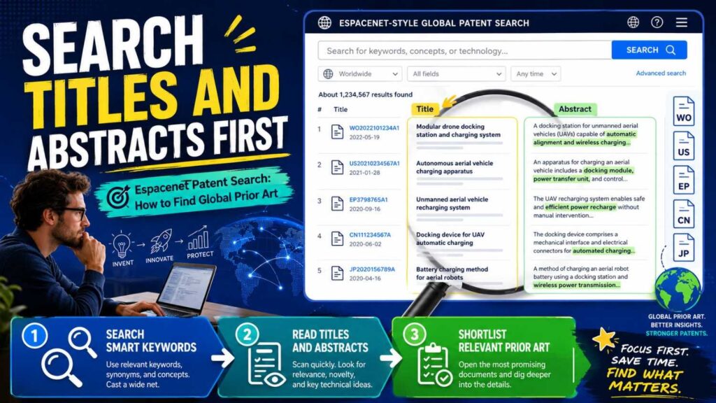 When you open Espacenet, you can start with a simple search.