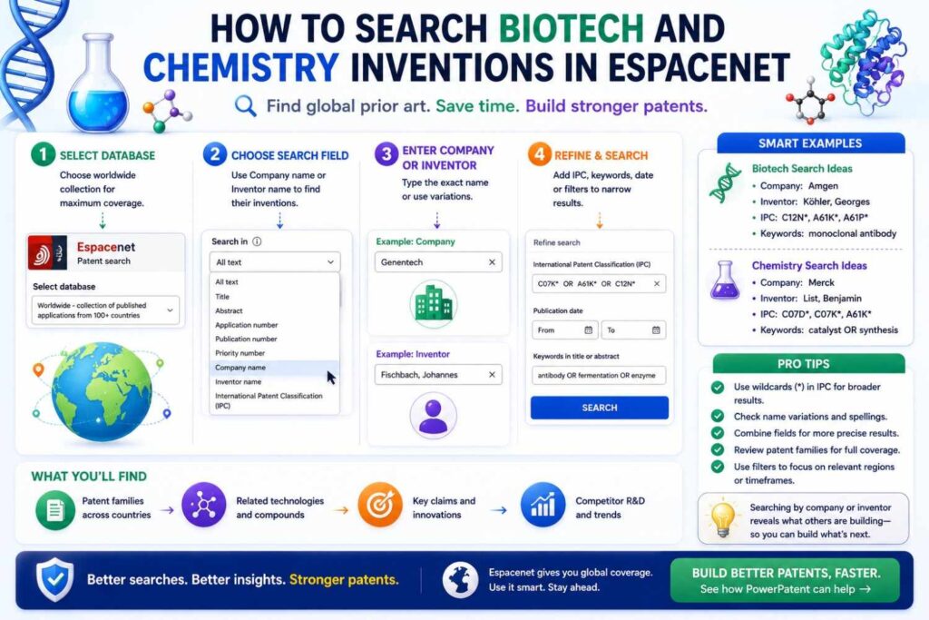 Biotech and chemistry searches can be more complex because names, sequences, formulas, and structures matter.