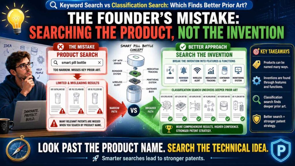 One of the most common mistakes is searching for the product instead of the invention.