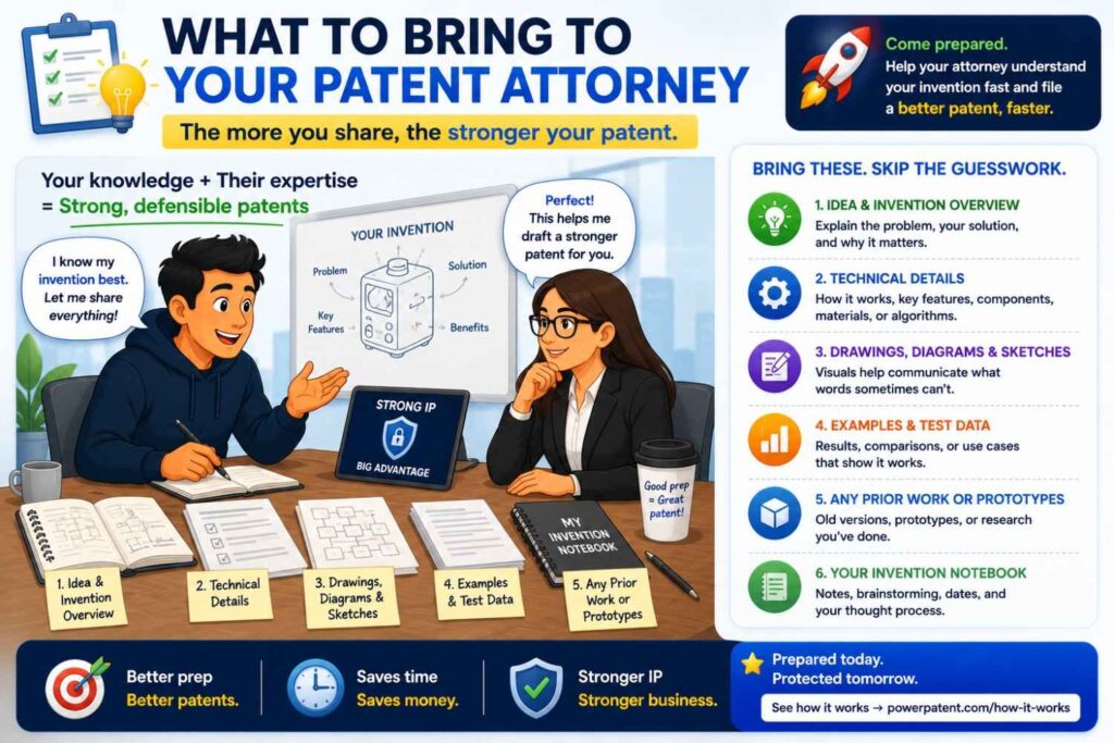 When you talk to a patent attorney or patent team, do not bring only a product deck.