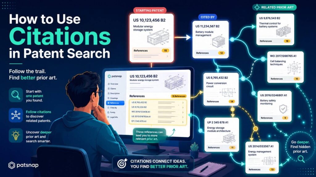 Patent citations are links between documents.