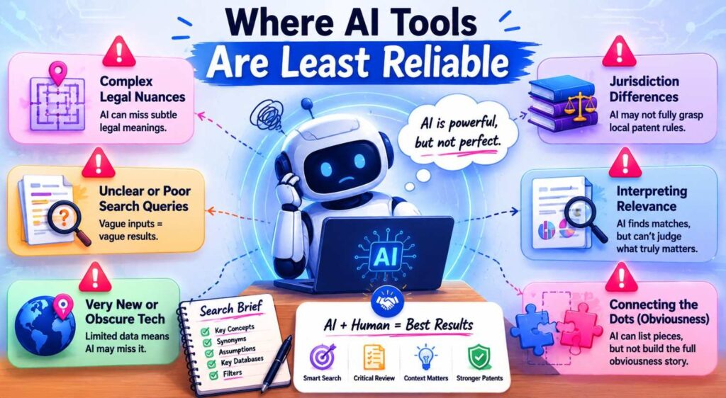AI tools are less reliable when the invention is vague.