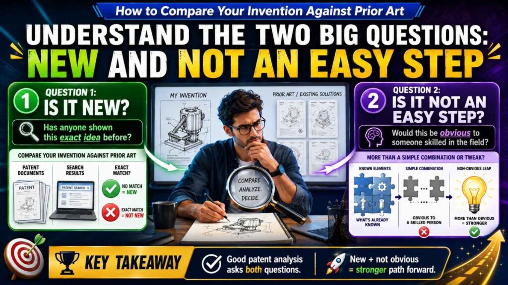 When comparing your invention against prior art, there are two big questions.