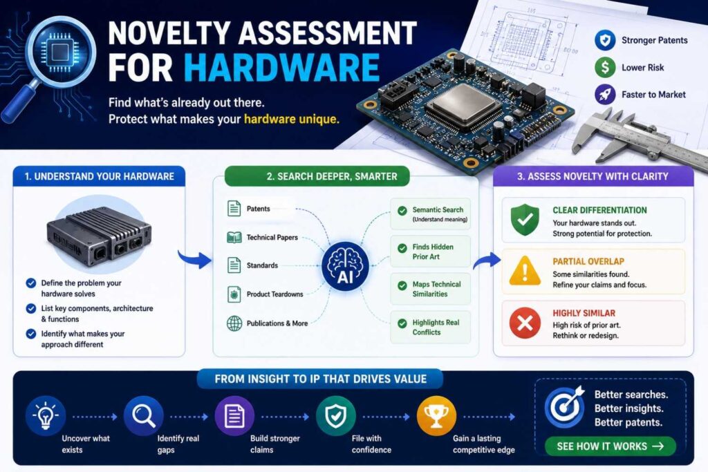 Hardware novelty often depends on structure, placement, and interaction.