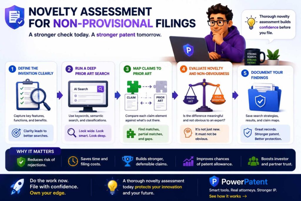 Before filing, your team should know the closest prior art and the strongest claim gap.