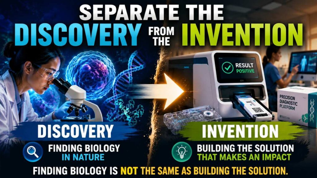 In biotech, discovery and invention can feel the same. They are not always the same.
