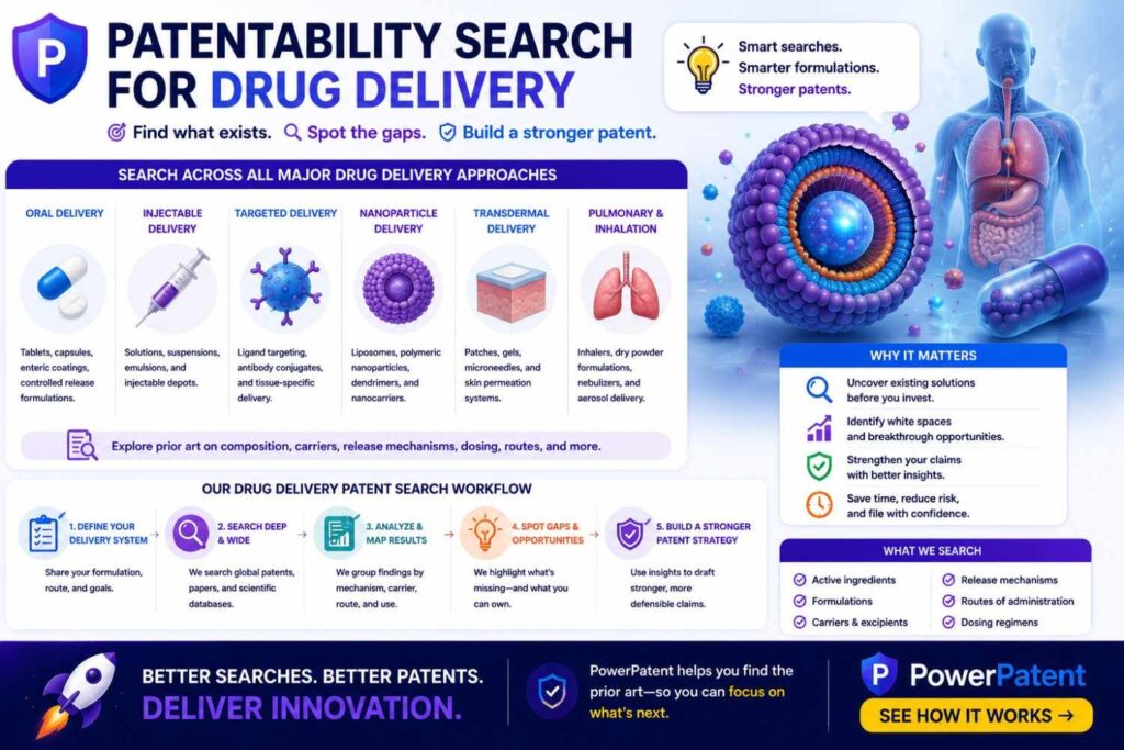 Drug delivery inventions can involve formulation, device, route, release profile, targeting, timing, and patient use.