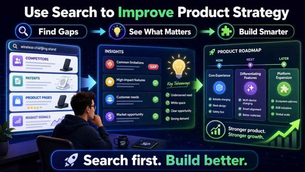 A patentability search can help product strategy.