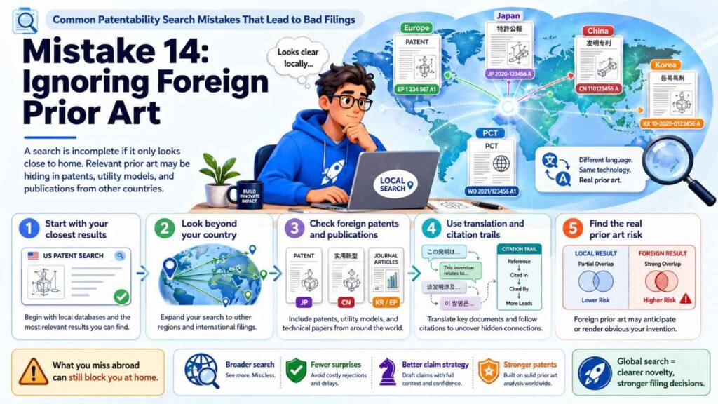 A foreign patent publication, thesis, paper, product manual, or technical document can matter.