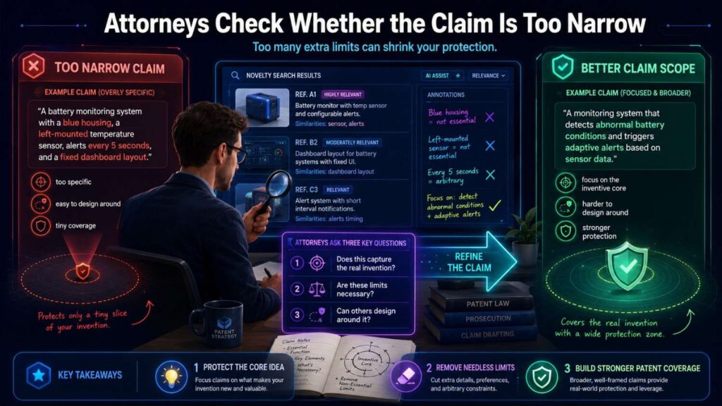 A claim can be so narrow that competitors can avoid it easily.