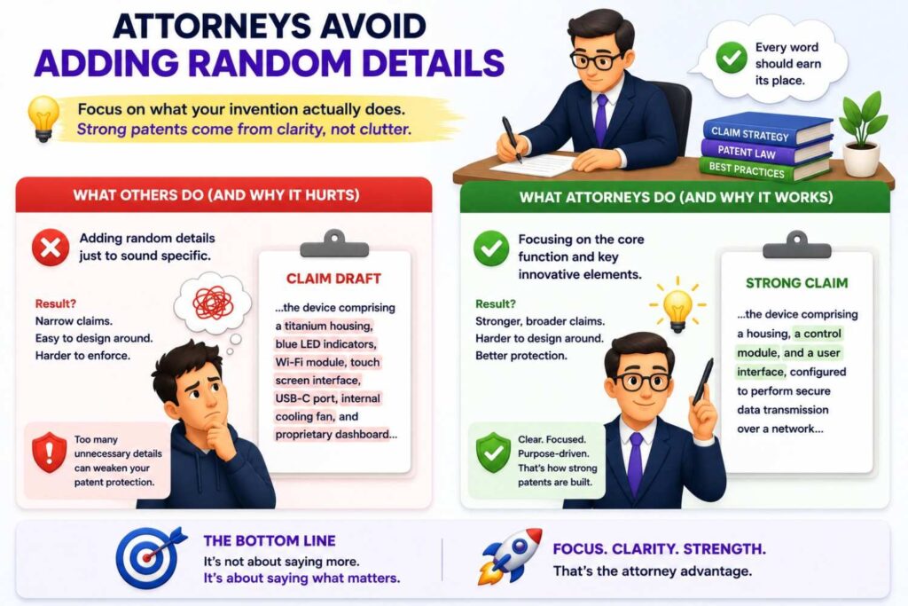 When prior art is close, it can be tempting to add any detail that makes the claim different.