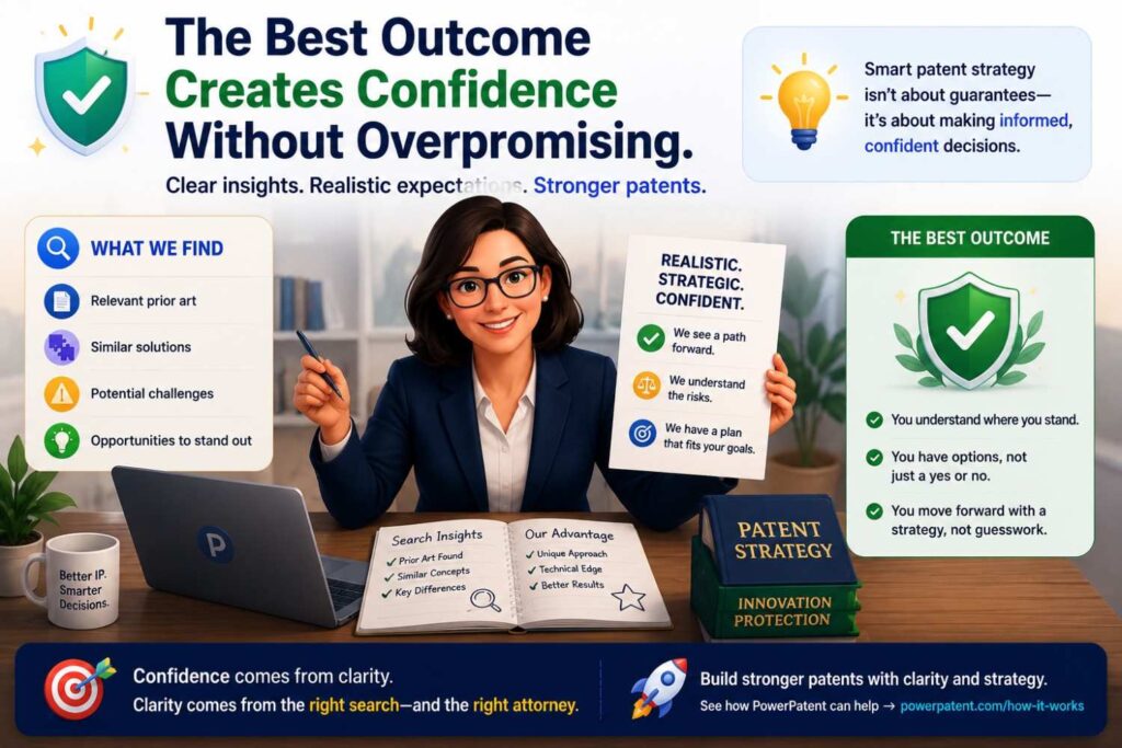 A strong attorney review outcome should not say, “This patent is guaranteed.”