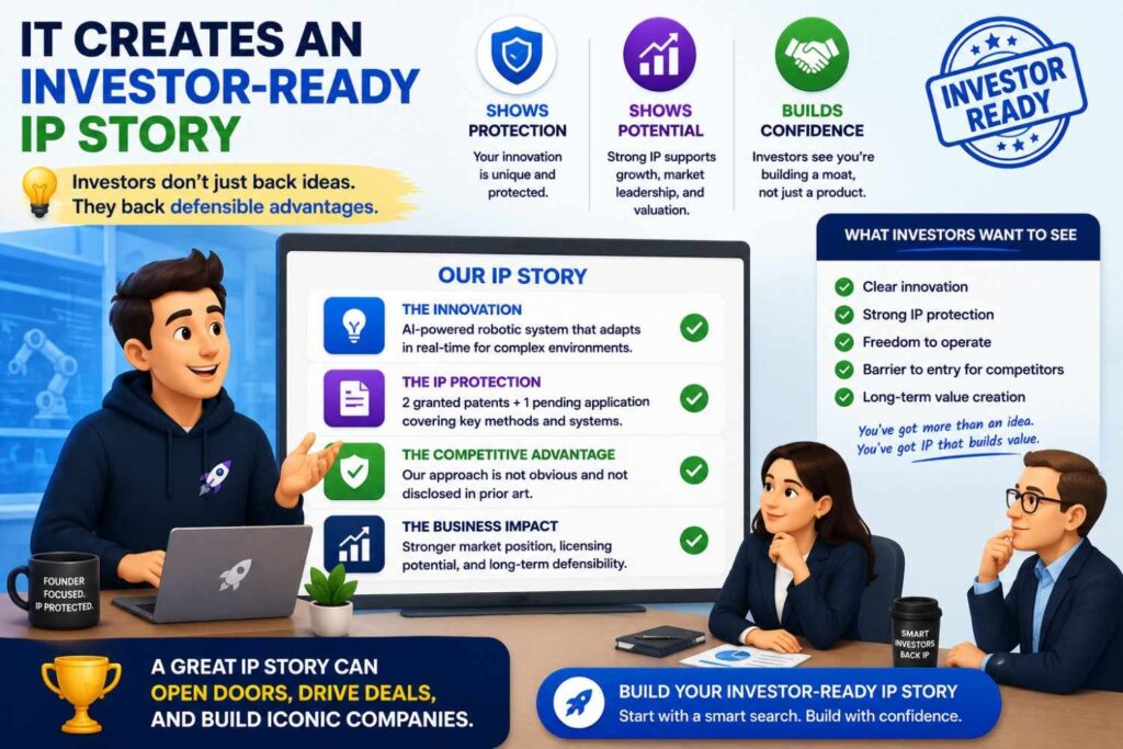 A strong attorney review outcome can help founders explain the patent strategy in a credible way.