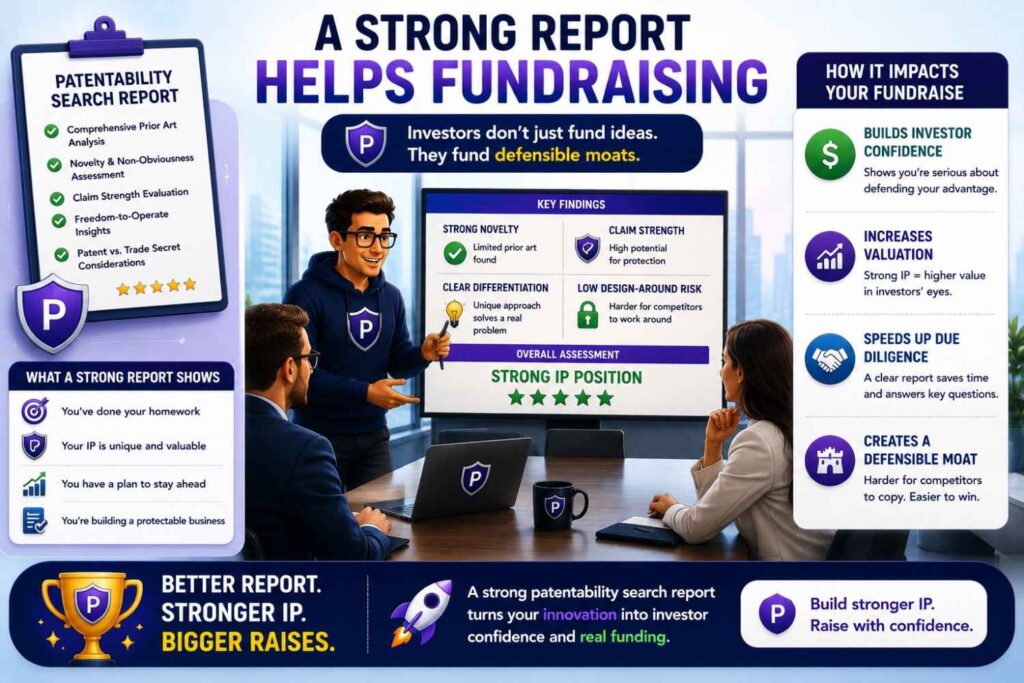A strong report helps founders explain the patent strategy without hype.