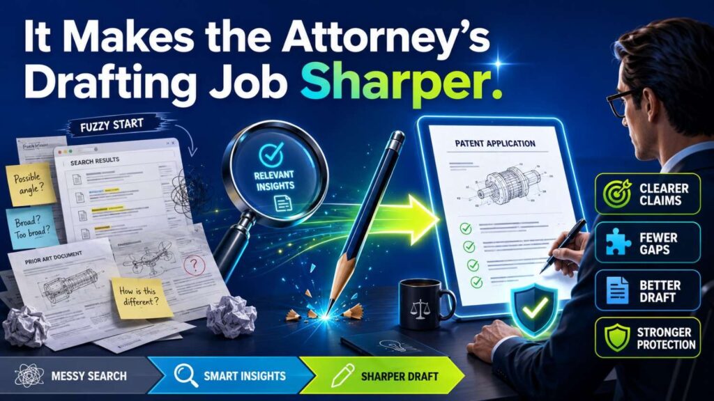 Patent attorneys can draft better applications when the search report gives them clear targets.