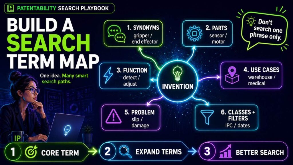 A repeatable workflow should include a search term map.