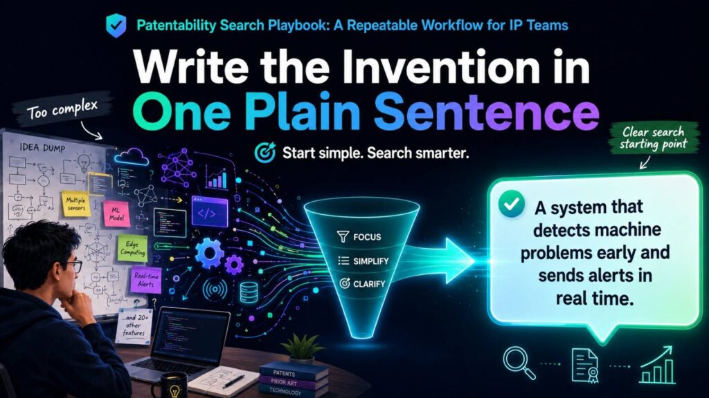 Every search should have a one-sentence invention statement.