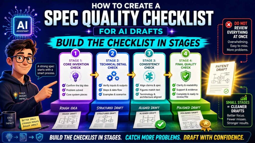 A spec quality checklist should not be one giant wall of tasks.