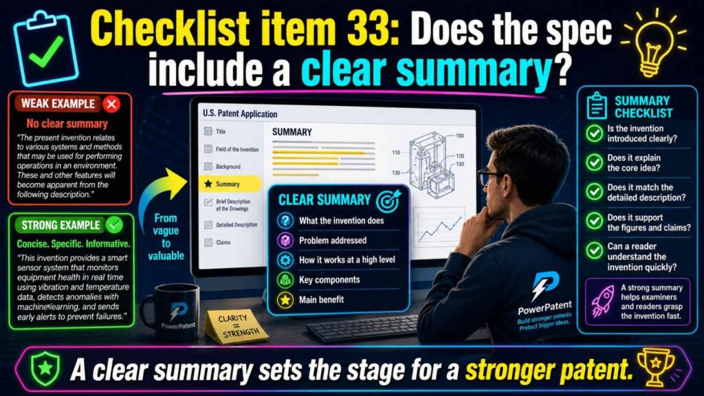 The summary should give a clean overview of the invention.