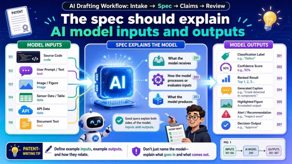 The spec should explain what the model receives and what it produces.