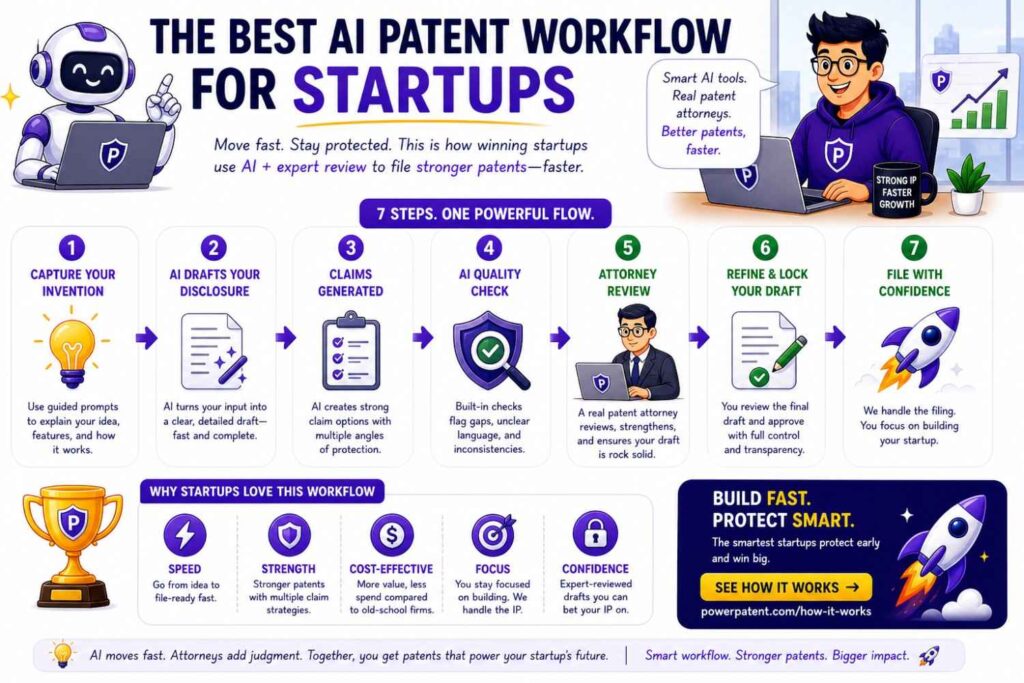 A safe AI patent workflow has a clear order.