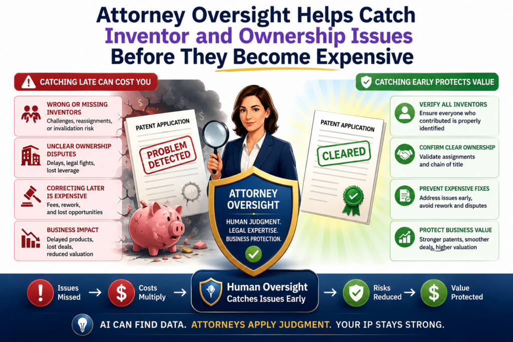 A patent is tied to people and ownership. That can create problems when it is handled too late or too casually. In a startup, many people may touch an idea.