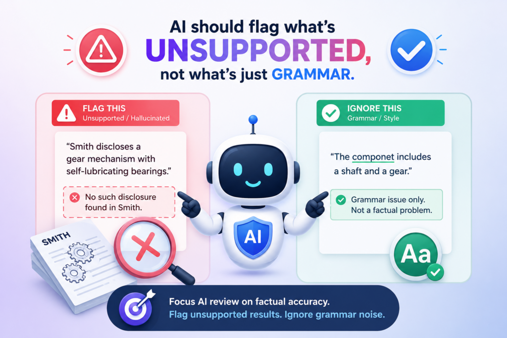 One of the biggest risks in AI-reviewed patent drafts is the use of strong result claims that are not backed by real support.
