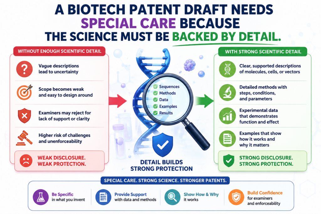 Biotech patents are often hard because the invention is not always visible. You cannot hold a biomarker pattern in your hand. You cannot always see a molecular change with the naked eye.