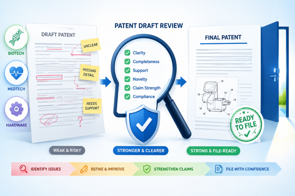The final patent draft review is the last major chance to catch problems before filing. This step should not be rushed.