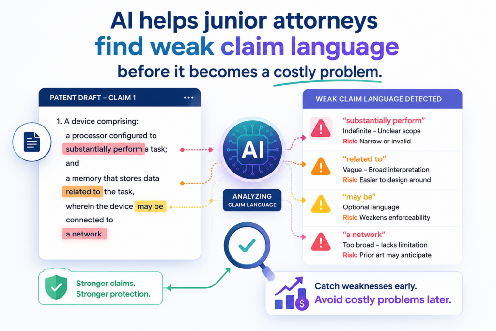 Claims are the heart of a patent draft. They define what the inventor is trying to protect. For a junior attorney, reviewing claims can feel like walking a narrow bridge.