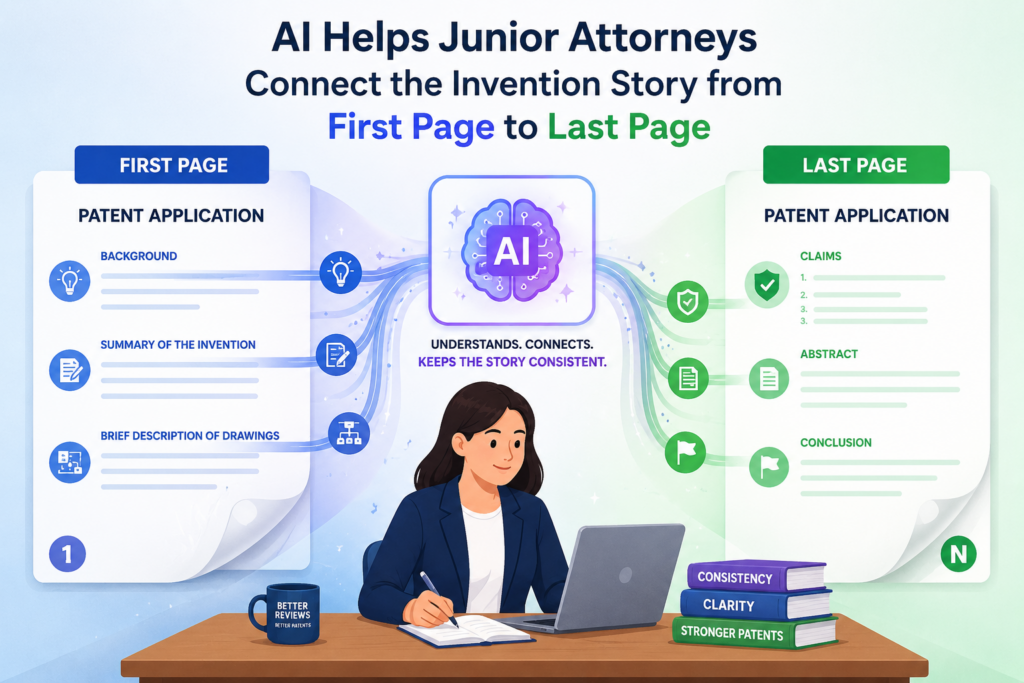 A patent draft should feel like one connected story. The background should set up the problem. The summary should point to the solution. The claims should define the protected idea.