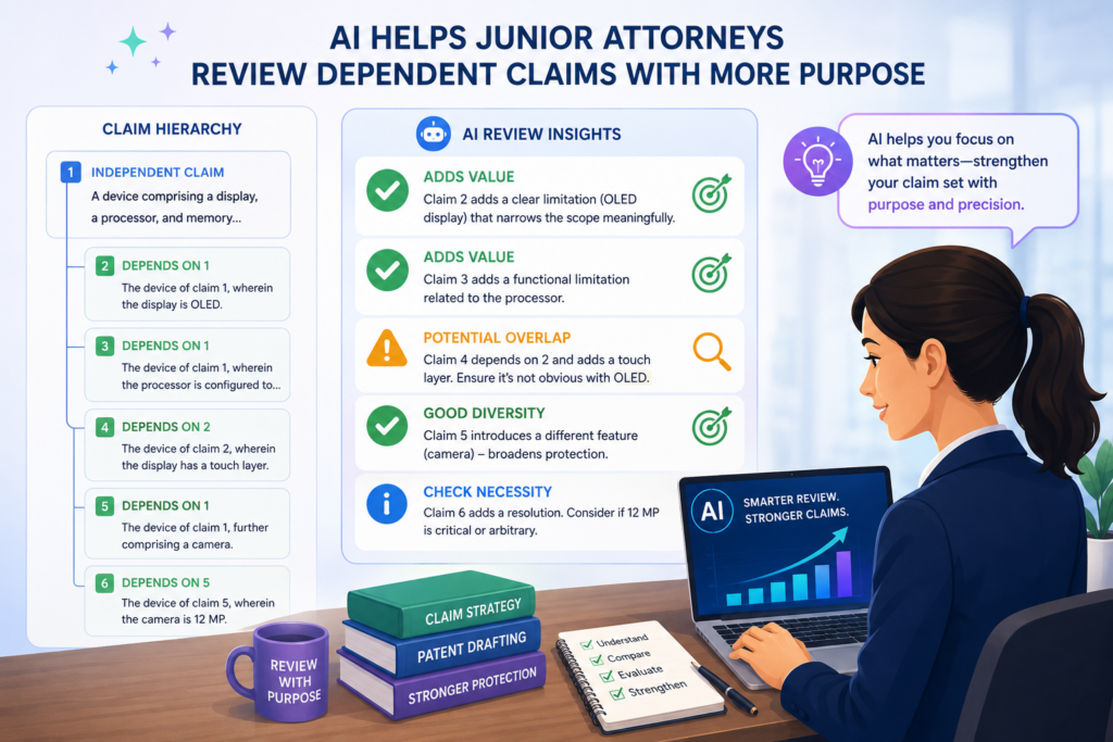 Dependent claims are easy to treat as an afterthought. They often come after the main claim, and a tired reviewer may scan them too quickly.