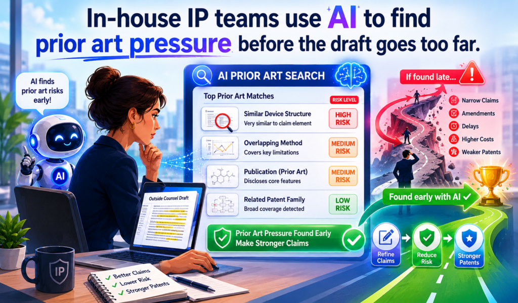 A patent draft may sound strong inside the company, but the real test is outside the company. Other papers, products, patents, open source projects, and public demos may already show parts of the idea.