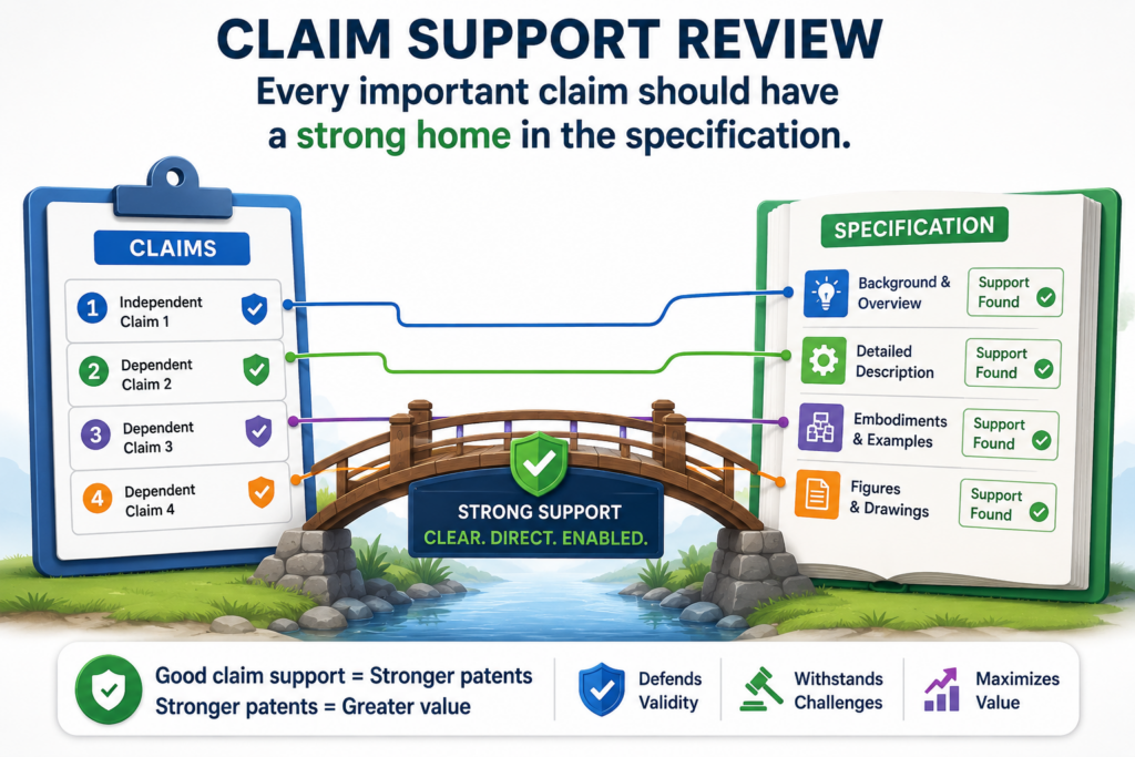 A patent claim should never feel like it was dropped into the draft at the end. It should feel like it grows naturally from the specification.