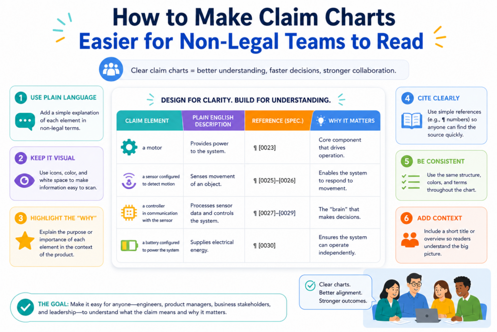 A claim chart should not feel like a wall of legal text. If only one person can understand it, the chart is not doing enough work for the team.