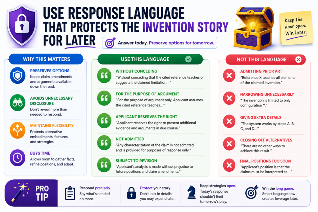 A patent response is not just a message to the examiner. It also becomes part of the history of the case. That means the words you use today can affect how the patent is read later.