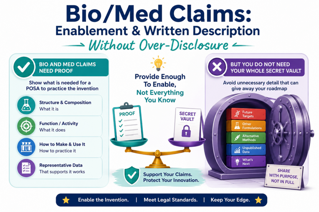 Bio and med inventions live in a tricky place. They are often built on data, tests, lab work, patient insight, chemical structure, device behavior, software logic, model output, or a mix of all of these.