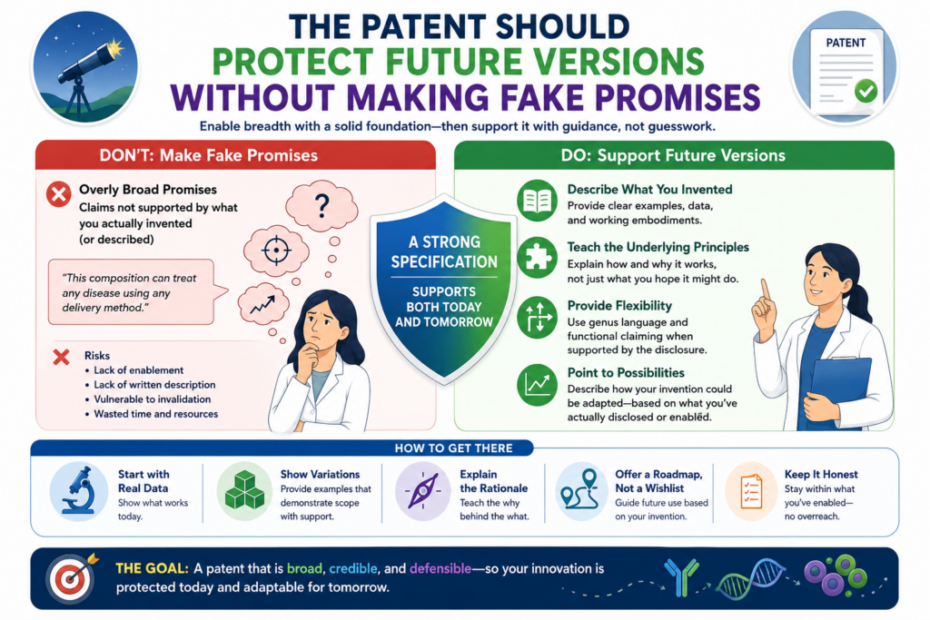 Bio and med startups change fast. The first version of the invention may be rough. The next version may be cleaner, faster, safer, cheaper, or easier to use.