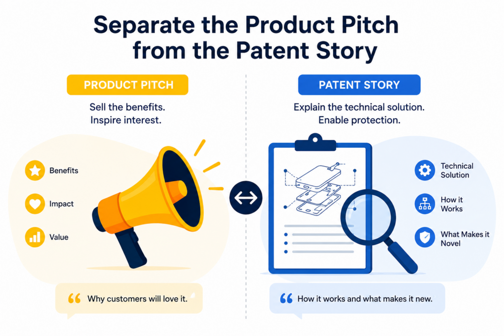 Founders are trained to pitch. They know how to tell investors what the product does, why the market cares, and why users will buy it. That skill is useful for building a company, but it can get in the way during invention intake.