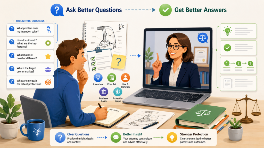 A patent attorney can only give strong guidance when the question is clear. Many inventors ask questions that are too broad, too late, or too hidden inside long emails. That makes it hard for the attorney to answer in a useful way.