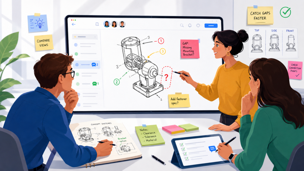 Patent drafts are easier to review when the team can see the invention. Words alone can hide gaps. A drawing, flow chart, system map, or simple sketch can expose missing parts in minutes.