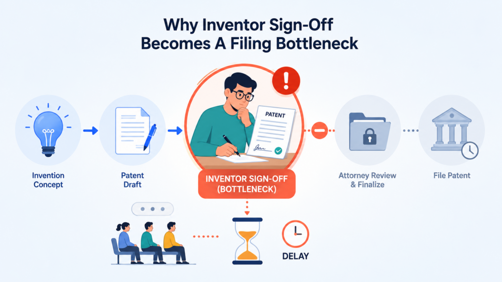 Inventor sign-off sounds simple from the outside. The patent draft is ready, the inventors review it, they approve it, and the filing moves ahead. But in real startup life, this step can become one of the biggest sources of delay.