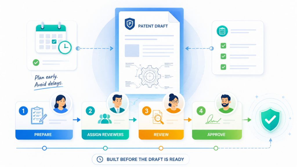 The best time to build an inventor sign-off workflow is not when the draft is finished. It is before drafting begins.