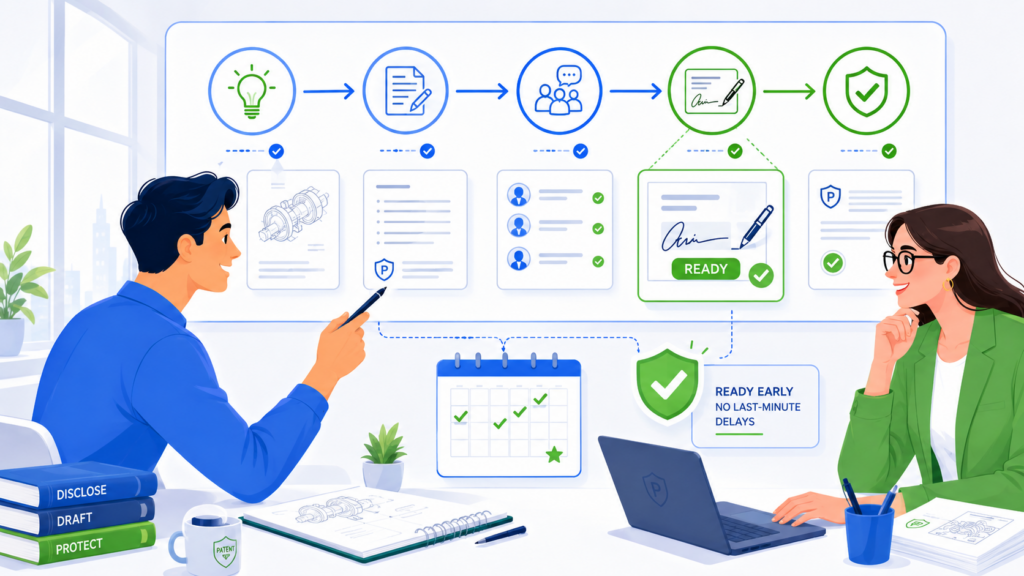 Inventor signatures are easy to forget until they are suddenly urgent. That is a mistake. Signature readiness should be part of the workflow from the start, because signatures can become a real filing delay if the team waits too long to prepare.