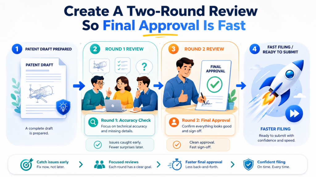 Many startup patent reviews fail because they try to do everything in one round.