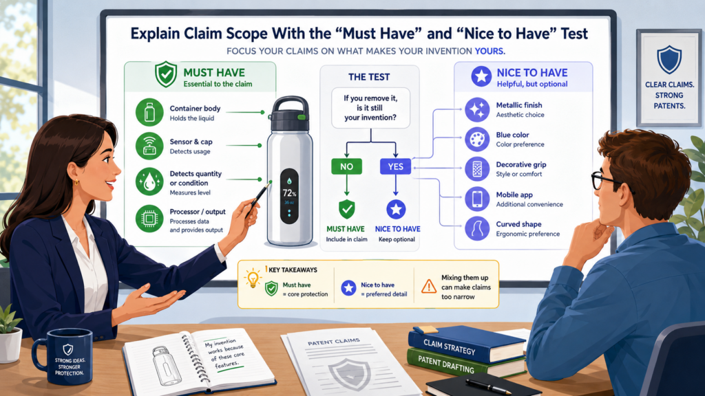 One of the most useful ways to explain claims is to divide features into “must have” and “nice to have.”