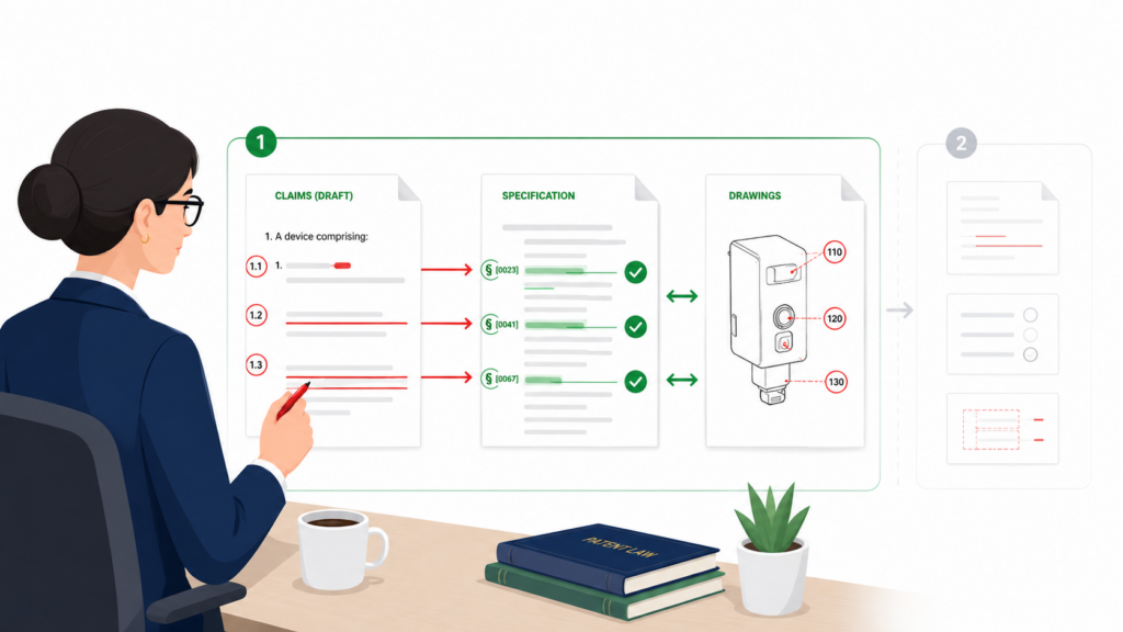 A patent draft can sound smooth and still fail at the most important job. The claims must be supported by the rest of the draft. This is where attorney redlining needs to start.
