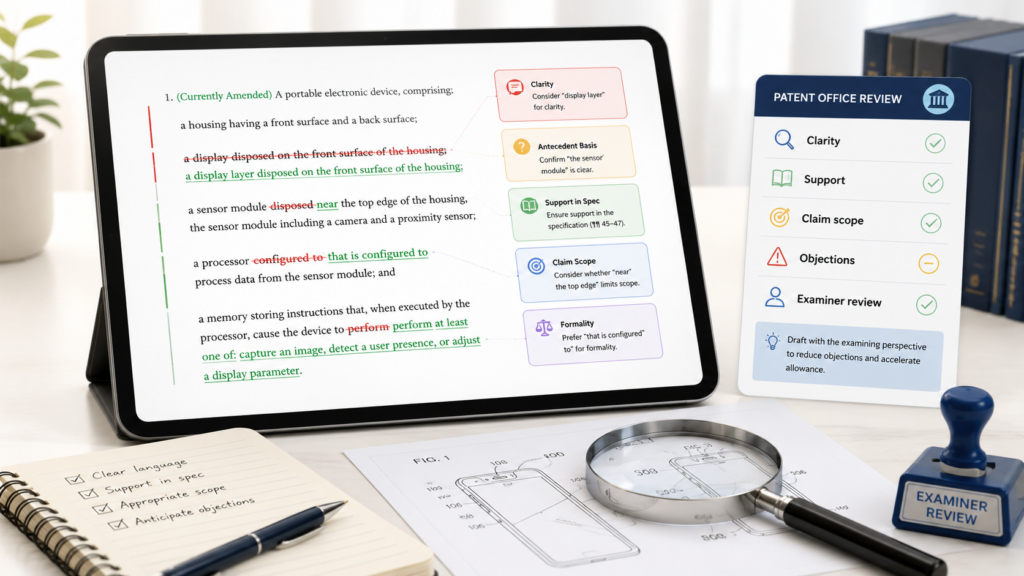 A patent draft is written for more than the inventor. It is also written for the patent office. That means attorney redlining should prepare the application for review from the start.