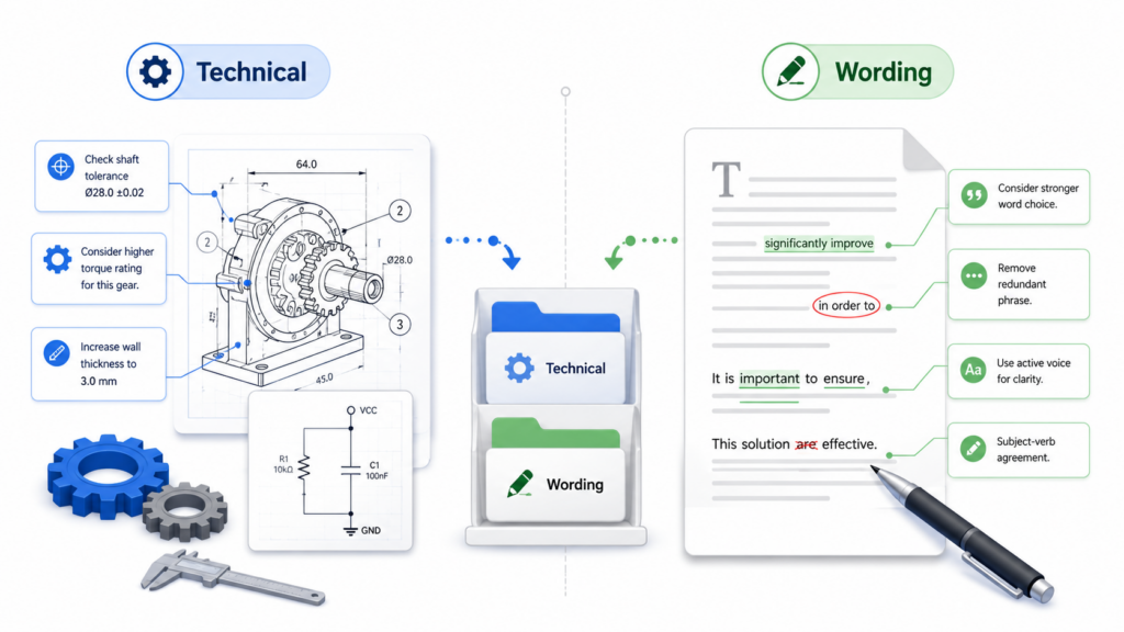 Not every comment has the same weight. Some comments fix how the patent draft reads. Others change what the invention is.