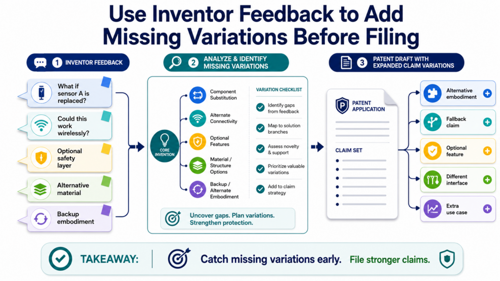Missing variations can quietly weaken a patent filing. A variation is another way to build or use the invention.